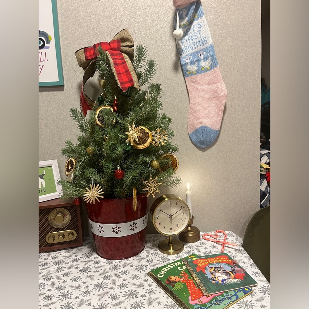 Vintage Baby’s First Christma Knits Stocking with Two Vintage Golden Books
